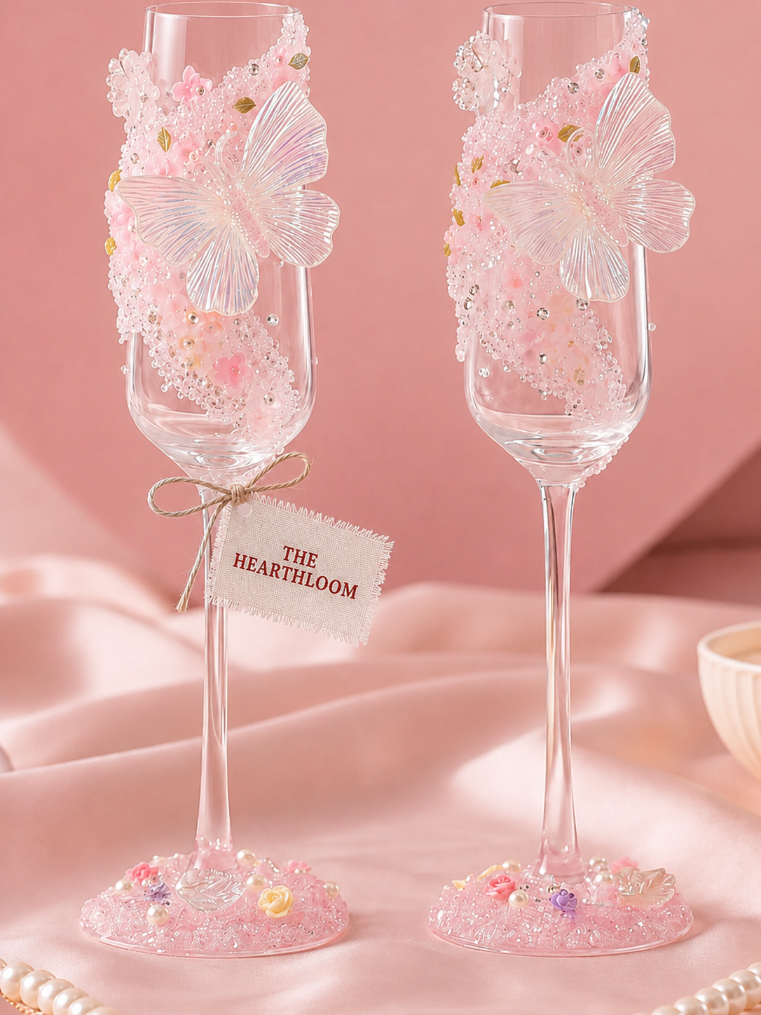 Butterfly Dream Crystal Champagne Glass – Hand-Embellished Wedding Gift
