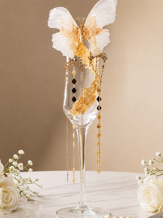 Golden Monarch Champagne Couple Set โ French Elegance Toasting Glasses