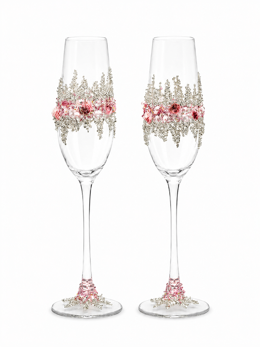 Newlywed Celebration Champagne Glass Set โ Elegant Bridal Gift Pair