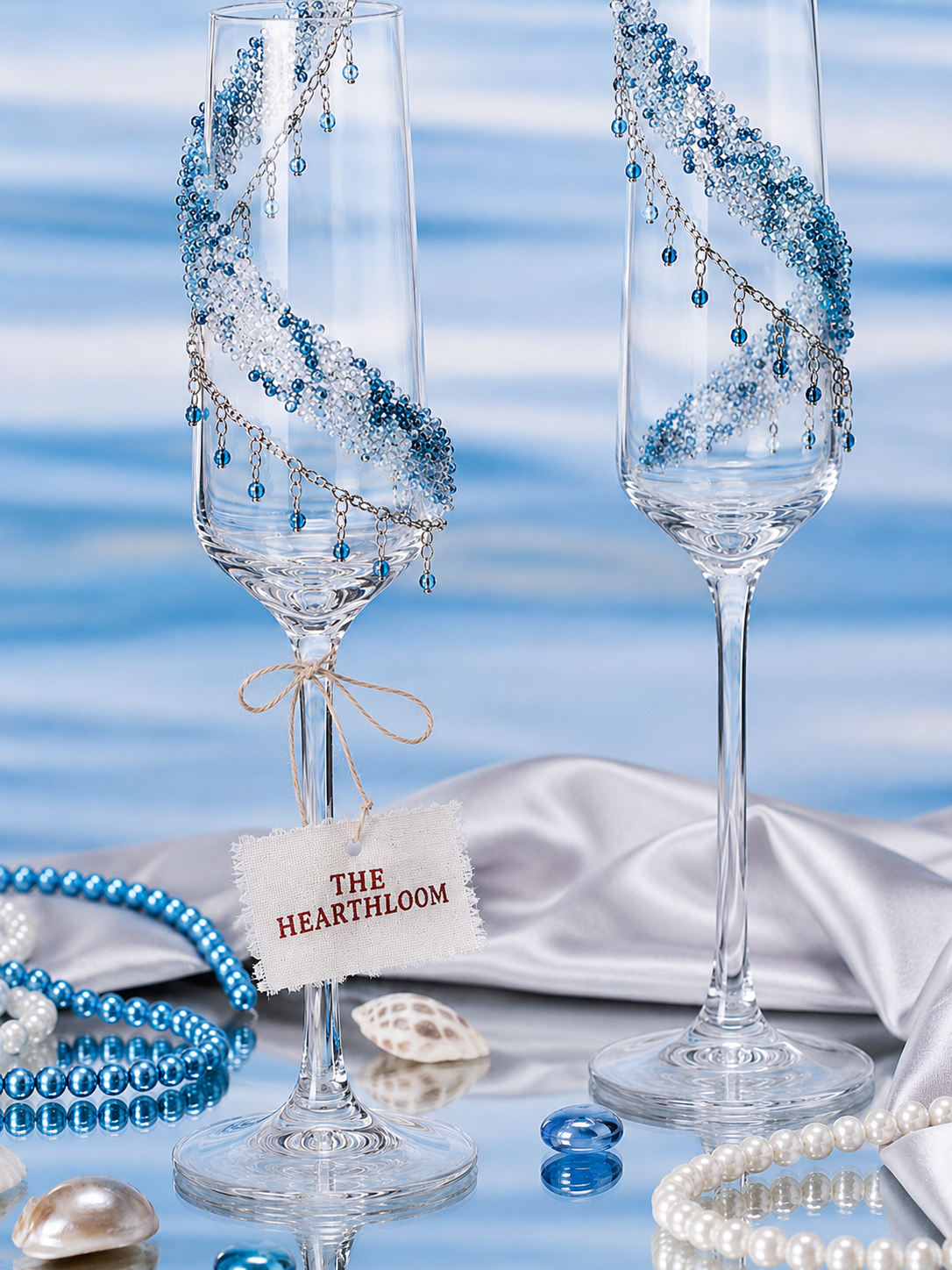 Seabreeze Crystal Champagne Coupe Set – Handcrafted Bridal Toast Collection