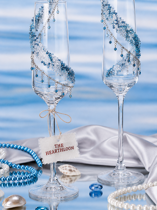 Seabreeze Crystal Champagne Coupe Set – Handcrafted Bridal Toast Collection