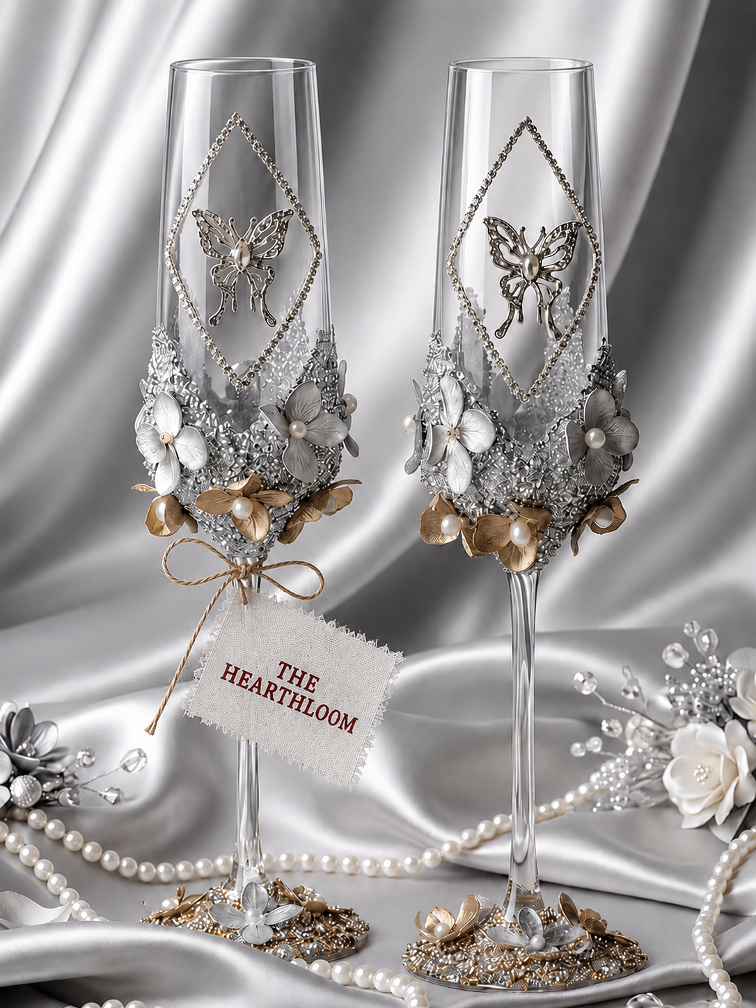 Imperial Gold Handcrafted Champagne Glass Pair – Luxury Wedding Toast Set
