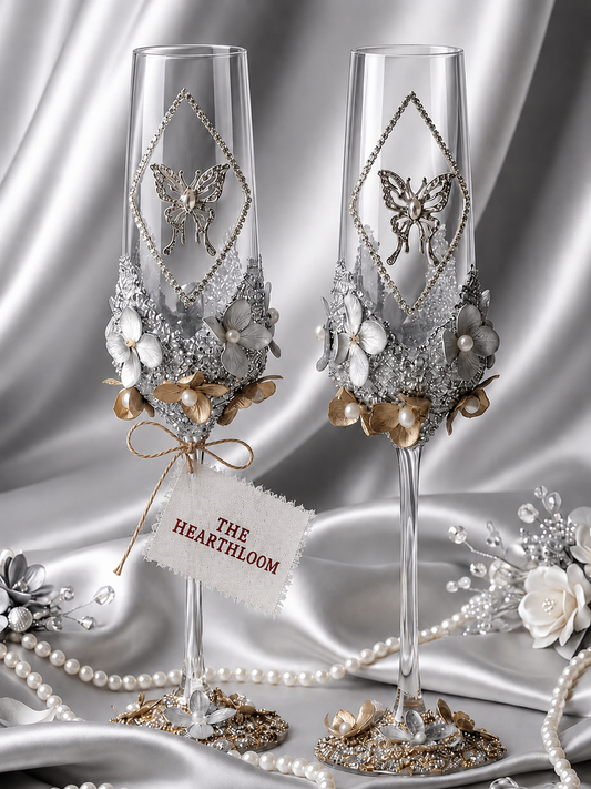 Imperial Gold Handcrafted Champagne Glass Pair – Luxury Wedding Toast Set