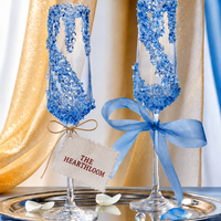 Arctic Blue Frost Crystal Champagne Flutes – Bridal Celebration Set