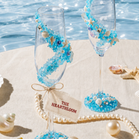 Ocean Whisper Bridal Toast Glass Set – Handmade Custom Couple Gift