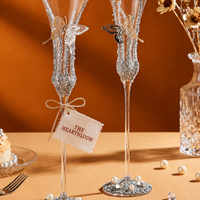 Silver Butterfly Luxe Champagne Glass Pair – Minimalist Couple Gift