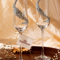 Ocean Wave Crystal Toasting Set – Handcrafted Bridal Champagne Glasses