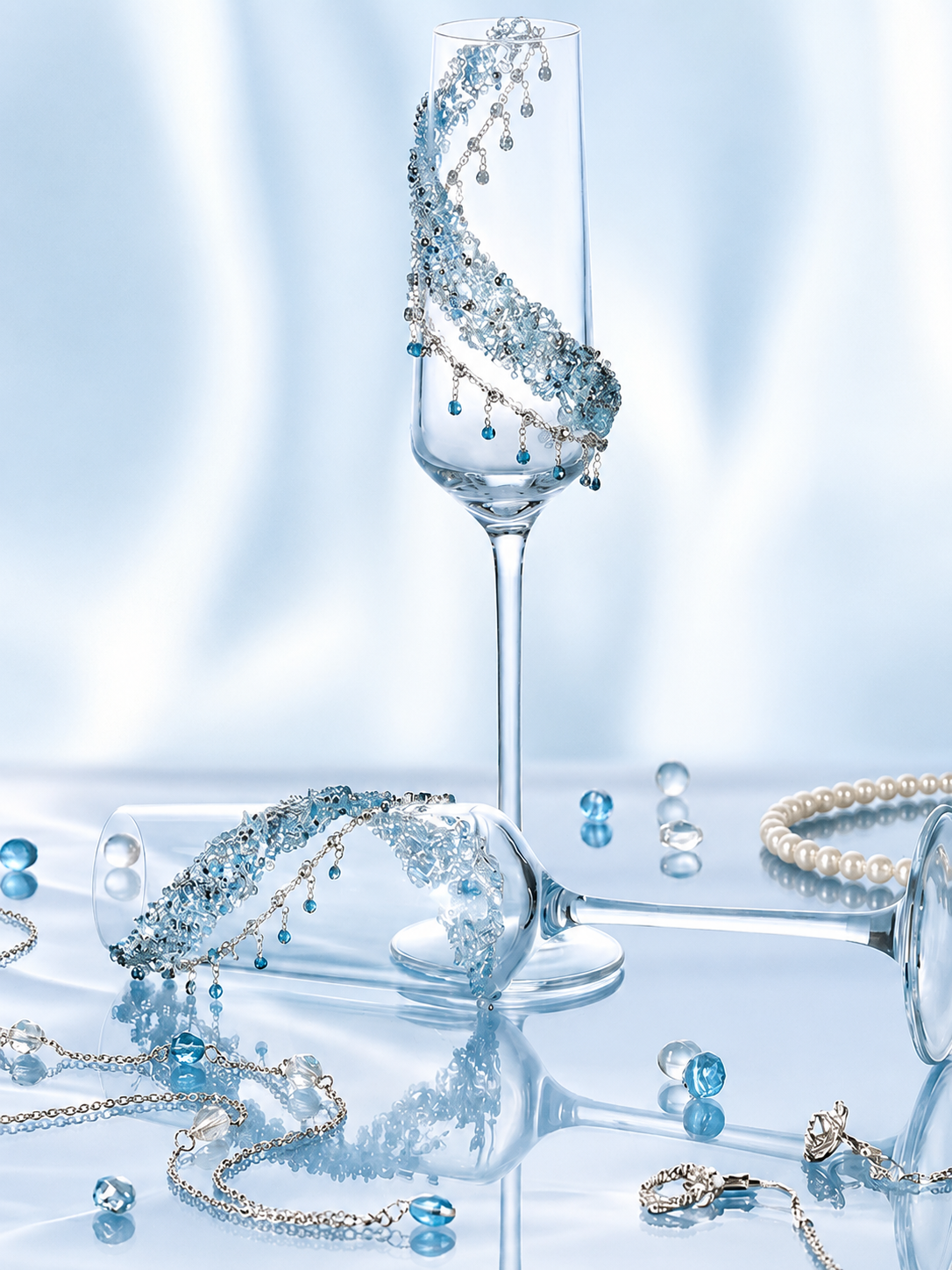 Seabreeze Crystal Champagne Coupe Set – Handcrafted Bridal Toast Collection
