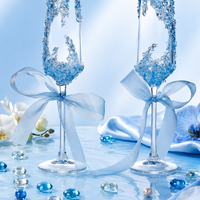Arctic Blue Frost Crystal Champagne Flutes – Bridal Celebration Set