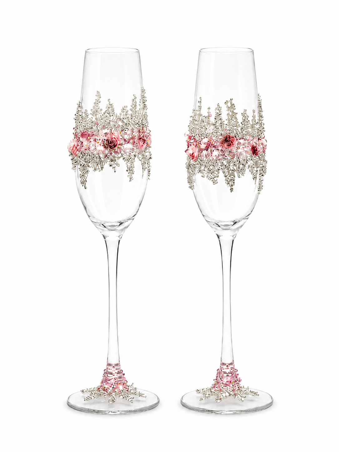 Newlywed Celebration Champagne Glass Set – Elegant Bridal Gift Pair