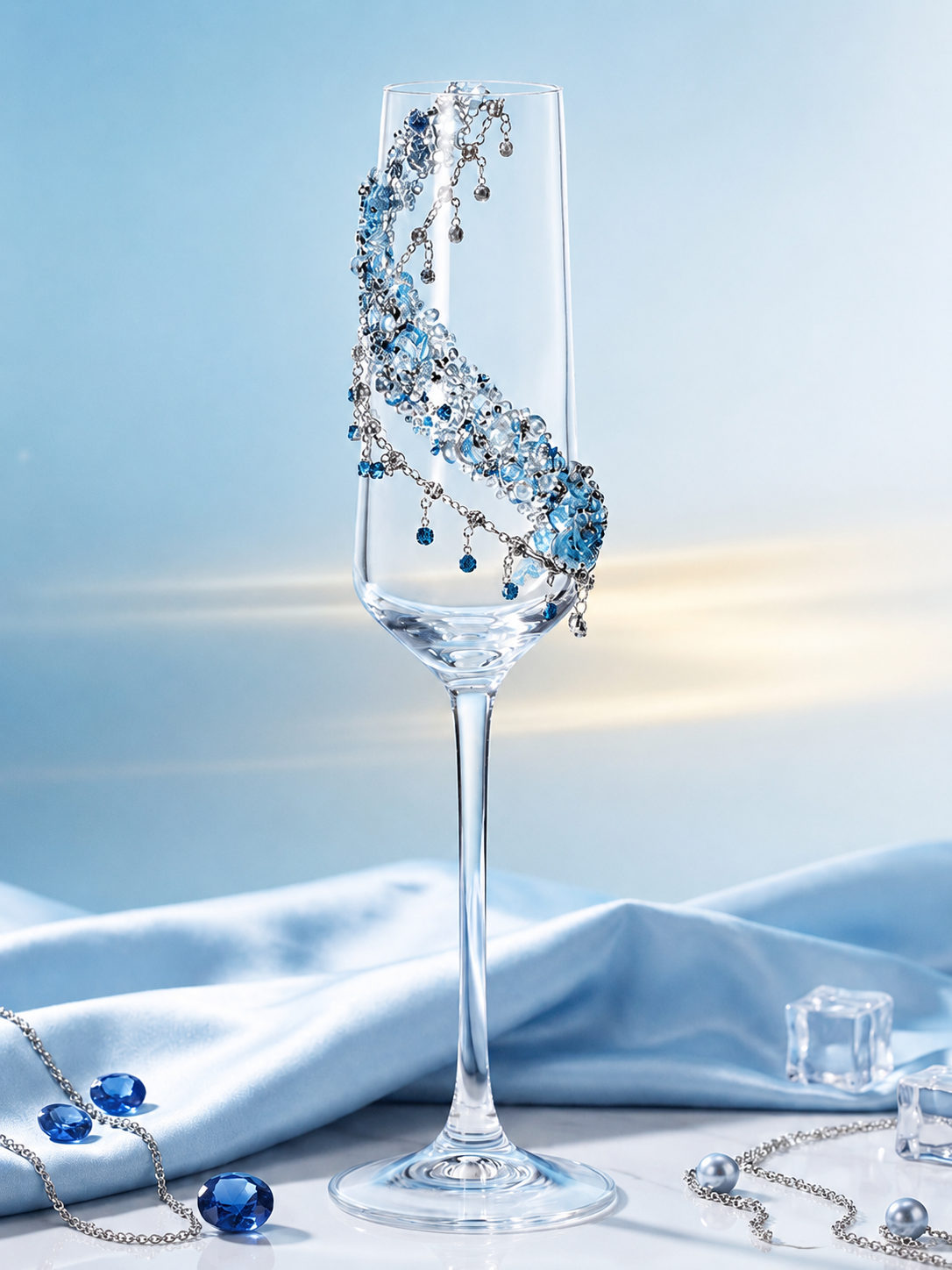 Seabreeze Crystal Champagne Coupe Set – Handcrafted Bridal Toast Collection