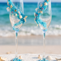 Ocean Whisper Bridal Toast Glass Set – Handmade Custom Couple Gift