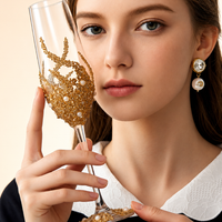 Starlit Gold Sparkle Crystal Flutes – Handcrafted Wedding Pair