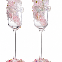 Butterfly Dream Crystal Champagne Glass – Hand-Embellished Wedding Gift
