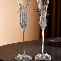 Silver Butterfly Luxe Champagne Glass Pair – Minimalist Couple Gift