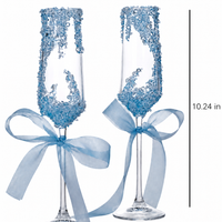Arctic Blue Frost Crystal Champagne Flutes – Bridal Celebration Set