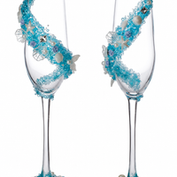 Ocean Whisper Bridal Toast Glass Set – Handmade Custom Couple Gift