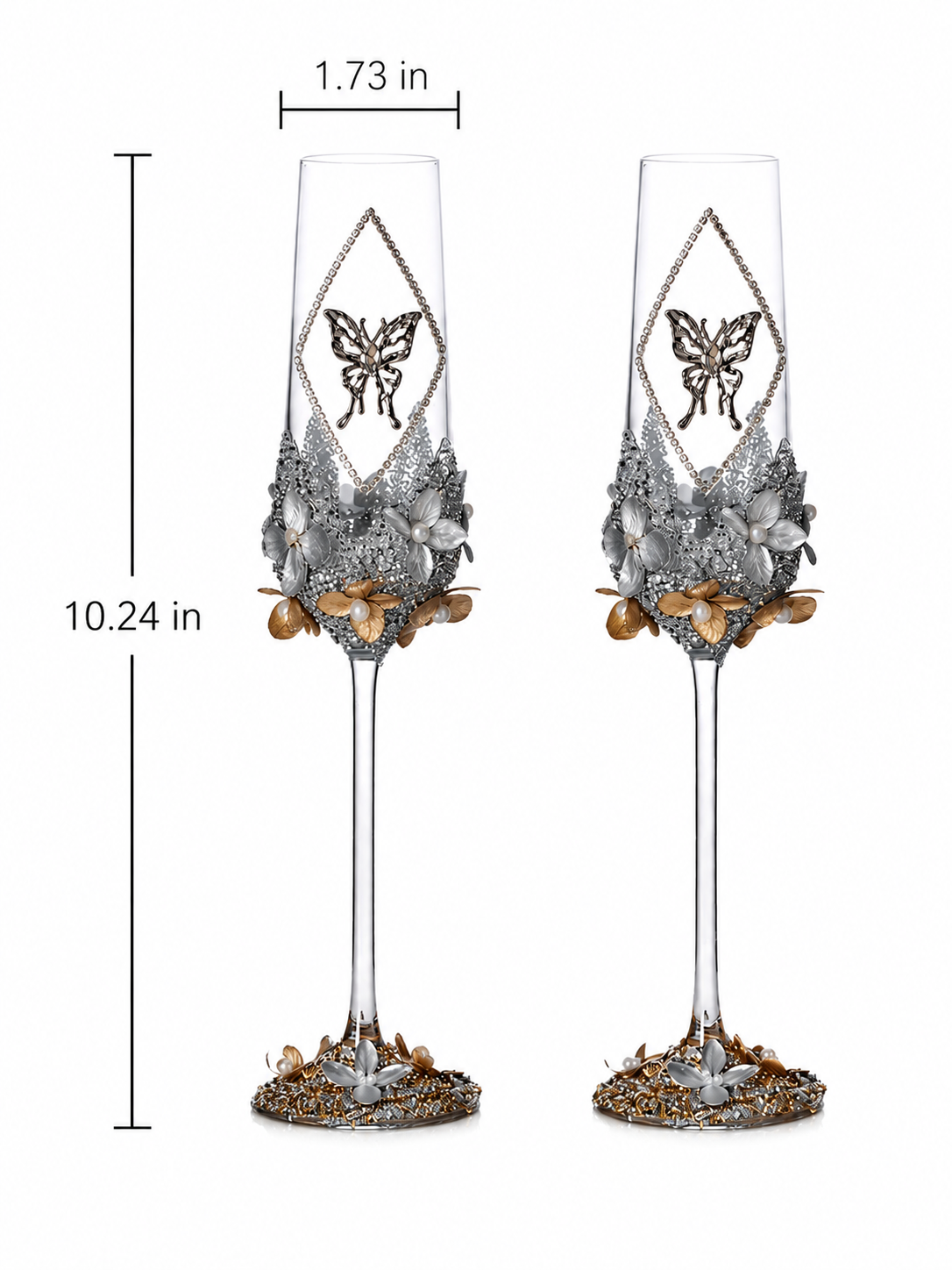 Imperial Gold Handcrafted Champagne Glass Pair – Luxury Wedding Toast Set