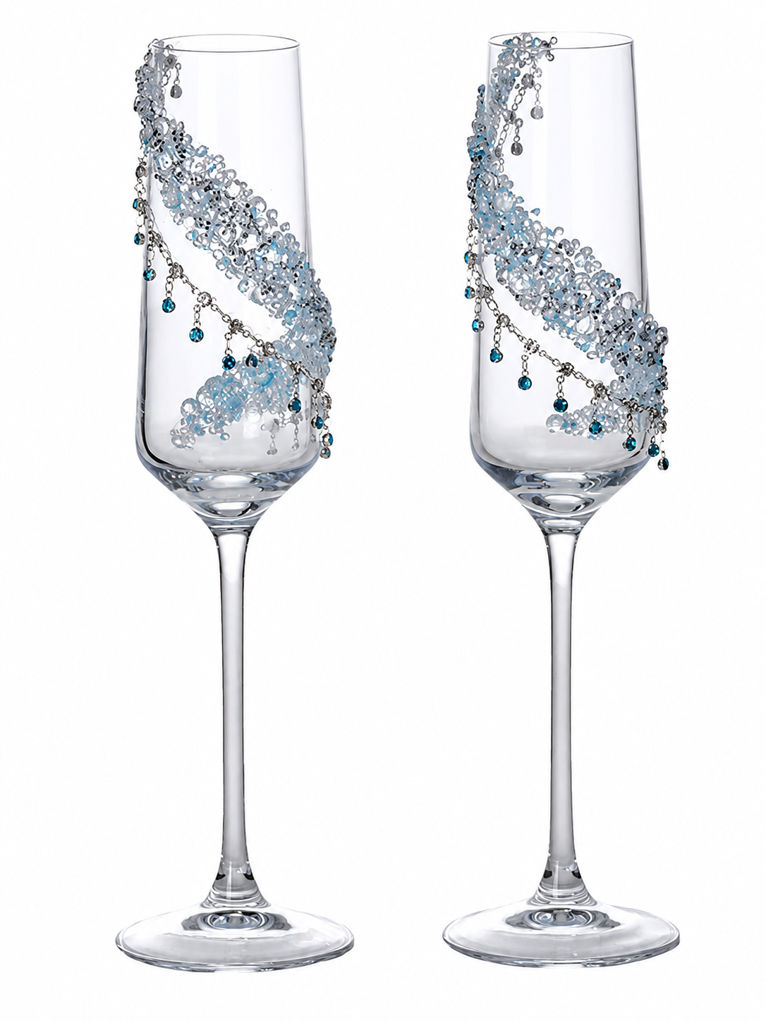 Seabreeze Crystal Champagne Coupe Set – Handcrafted Bridal Toast Collection
