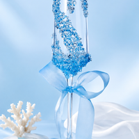 Arctic Blue Frost Crystal Champagne Flutes – Bridal Celebration Set