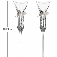 Silver Butterfly Luxe Champagne Glass Pair – Minimalist Couple Gift
