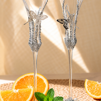Silver Butterfly Luxe Champagne Glass Pair – Minimalist Couple Gift